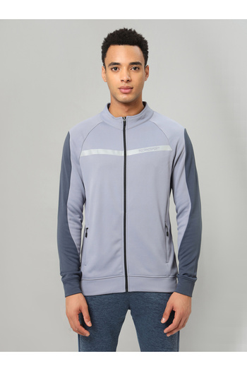 Technosport By Styli High Neck Full Sleeve Colorblock Fleece Jacket
