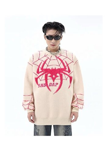 Köstebek Λευκό πουλόβερ με μοτίβο Spider Oversize