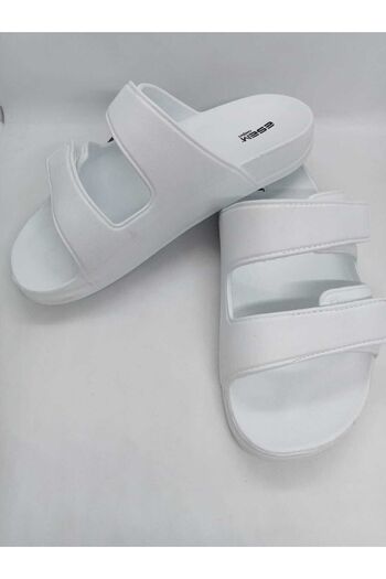 Esem Unisex White Double Velcro Slippers
