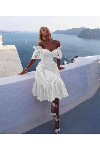 Pulli Collection Midi Scallop Dress with White Inner Lining