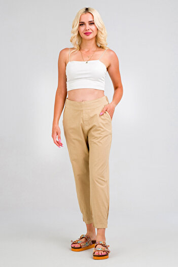 Bold & Young Cotton Women's Trousers - Elastic Waist and Legs, Relaxed Fit