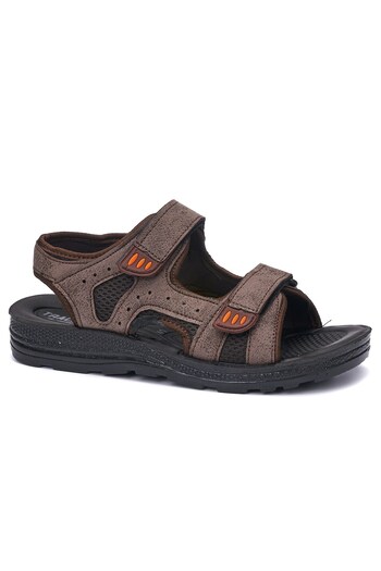 Nstil Casual Brown Color Anatomical Sea Sandals for Men and Women - Adjustable Sole and Velcro Detail 037-337
