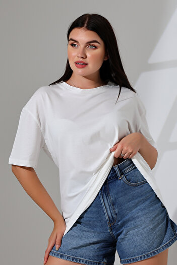 Endies Μπλουζάκι Compact Crew Neck Oversize - 100% Βαμβάκι Χτενισμένο Βαμβάκι 21752 ECRU