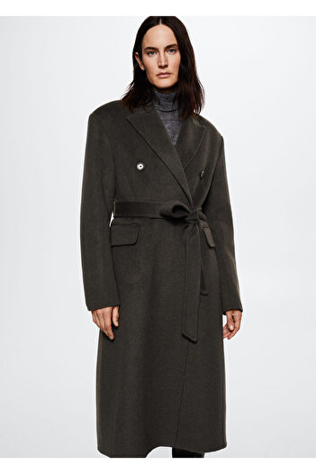 MANGO Woman Tmavě šedý dámský kabát - Model 37005920