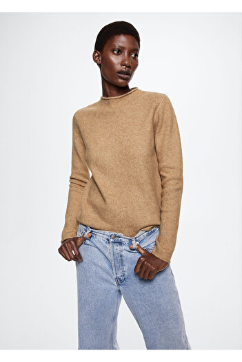 MANGO Woman Dark Camel Women's Adult Sweater37057735