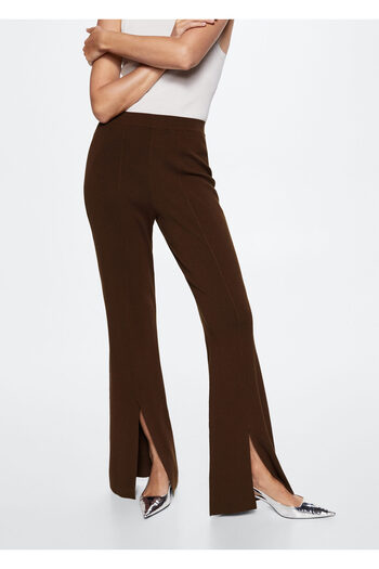 MANGO Woman Brown Women's Trousers 37087715