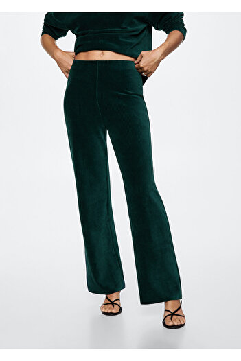 MANGO Woman Green Women's Trousers 37037742