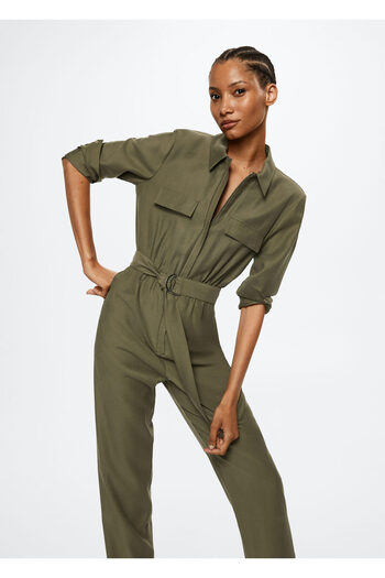 MANGO Woman Women's Dark Khaki Jumpsuit
