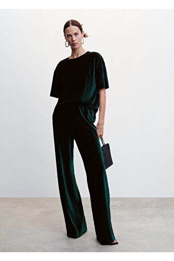 MANGO Woman Green Women's Trousers 37099095