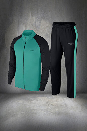 POSEIDON STORM Large Size Men's Water Green Supra Combed Non-Sweat Breathable Fabric Comfortable Tracksuit Set 4-10xl