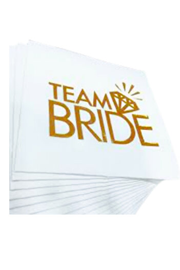 Huzur Party Store Team Bride - 16 Pieces Bachelorette Party Ornaments, Napkin Gold Gilt Supplies