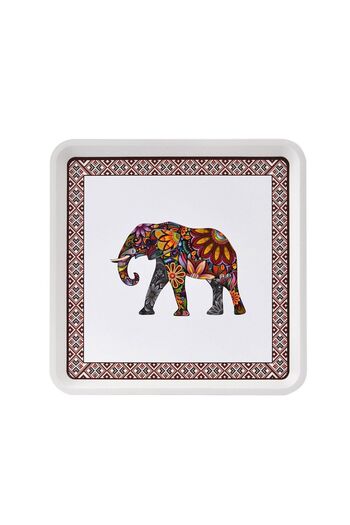ZucciHome Zucci Home Square Tray - Elephant Patterned, 32,5x32,5 cm