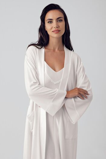 Artış Flexible Viscous Short Strap Women's Dressing Gown and Nightgown Set