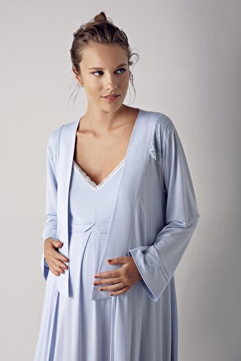Artış Flexible Viscous Women's Maternity Set - Dressing Gown and Nightgown 13406