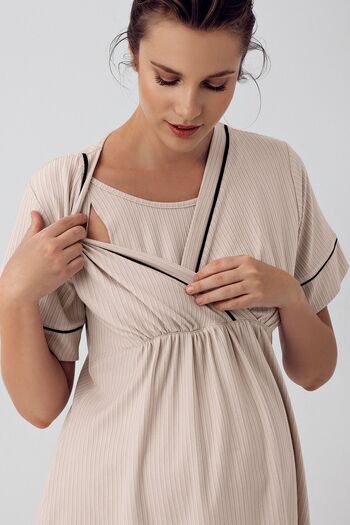 Artış Flexible Viscous Short Sleeve Maternity Pajama Set
