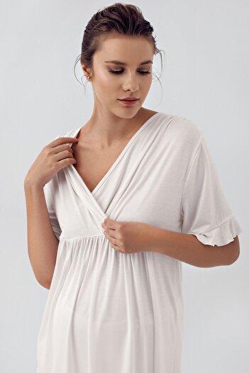 Artış Flexible Lycra Short Sleeve Viscous Maternity Pajama Set