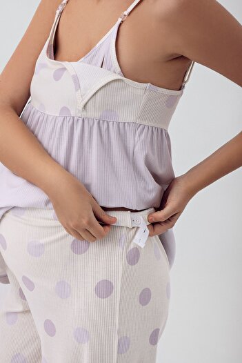 Artış Puantiyeli Askılı Viskoz Hamile Pijama Takımı