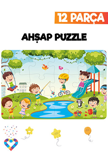 esatoys Ahşap Çocuk Puzzle 12 Parça