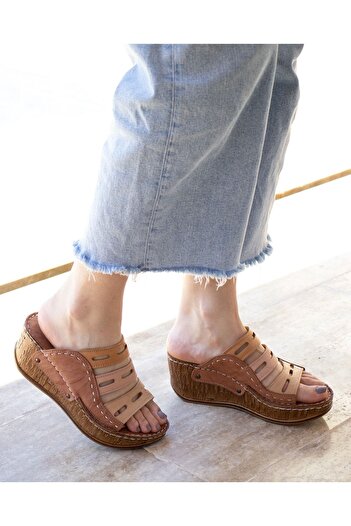 CONSUELO Orthopedic Wedge Heeled Leather Slippers 11447