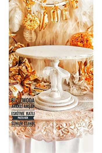 bizizmoda Handmade Cake Stand Wooden Leg Folded Presentation Serving Stand Antique Cake Stand