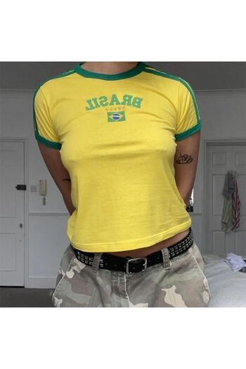 Köstebek Vintage Brasil Yellow Short Sleeve Half Tshirt
