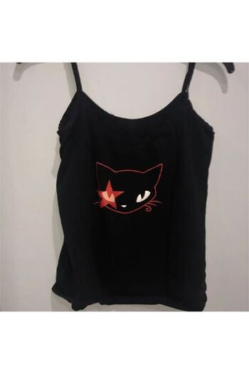 Köstebek Red Cat Pattern Black Strap Body