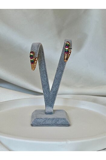 Aksesuar Triangular Steel Earrings with Zirconia
