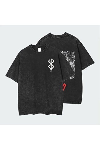 Köstebek Anime Berserk Vintage Short Sleeve Unisex Smoked T-shirt