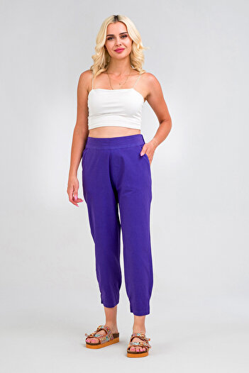Bold & Young Cotton Women's Trousers - Elastic Waist and Legs, Relaxed Fit