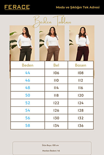 Ferace Large Size Lycra Women's Combed Cotton Trousers - Elastic Waist
