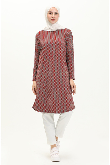sefamerve Bat Sleeve Patterned Tunic