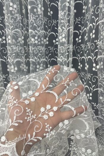 Cortibo Eco 8049 Patterned 1 in 2 Sparse Pleated Tulle Curtain