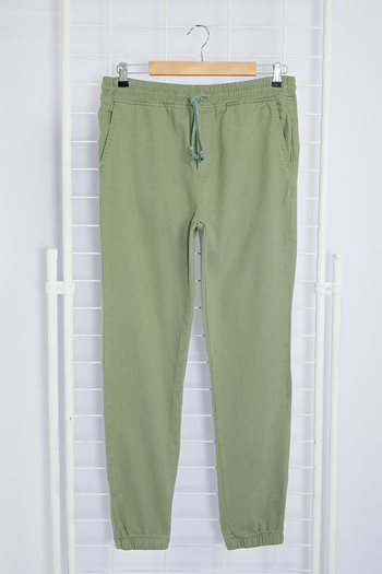 Trendyol Collection Light Khaki Elastic Waist Tie Jogger Fit Gabardine Trousers Tmnss20Pl0056