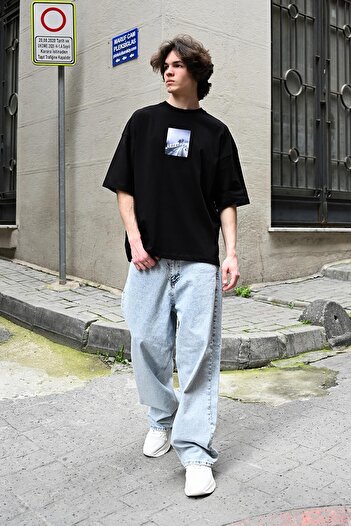 Rocqerx R-5805 Model Single Jersey T-Shirt with Veil and Back Print