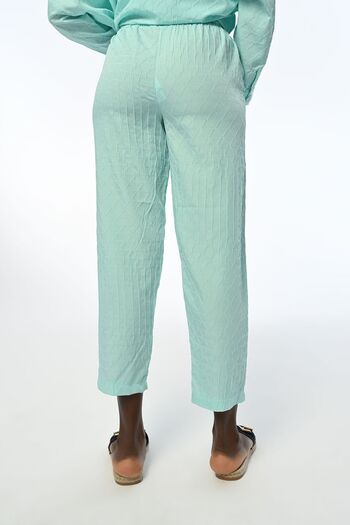 Orfeo Negro Mint Colored Embossed Patterned Comfortable Women's Pants