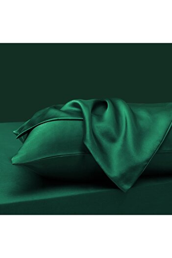 Tinybabyconcept 100% Silk Satin 50x70 Cm 2 Pieces Emerald Green Pillow Case
