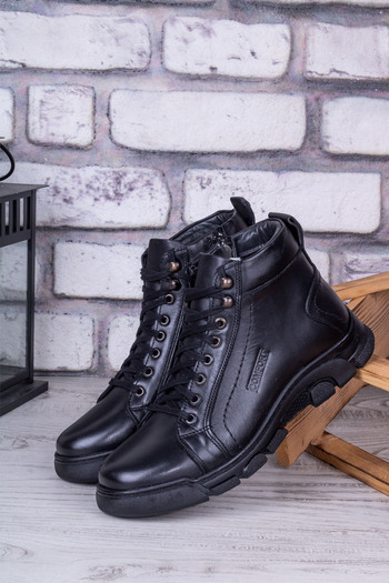 Ghattix Ανδρικές μπότες Zatta Winter από γνήσιο δέρμα με φερμουάρ