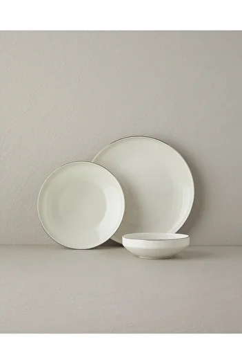 English Home Torino Porcelain 18 Piece Dinner Set - 6 Person with Silver Pit Plate