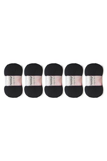 NAKO 217 Colors Black Super Pearl Hand Knitting Yarn - 100gr, 5 Pieces
