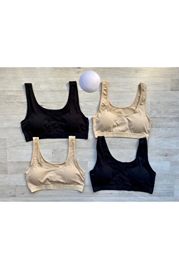 VicTroy Black and Tan Color Cotton and Lycra Women's Half Undershirt with 4 Pads (S/M 80/85, L/XL=90/95)