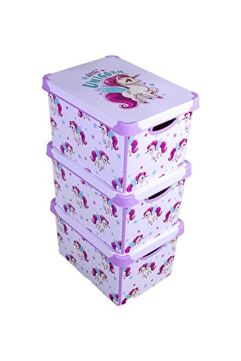 QUTU Style Box Unicorn Plastic Decorative Box Set - 3x 20 Liters