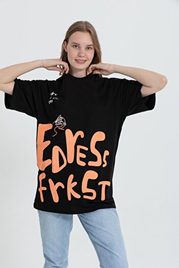 Rocqerx R-5711 Crew Neck Edyess Print Detailed T-shirt
