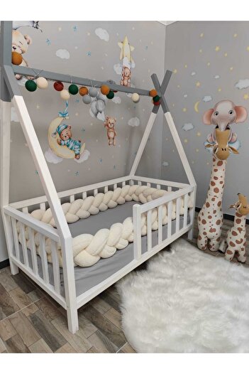 meleginisiklitoplari 500 CM 3 LÜ ÖRGÜ KORUMA MODELİ YENİ NESİL PELUŞ KUMAŞ (90X190 MONTESSORİ YATAK İÇİN)