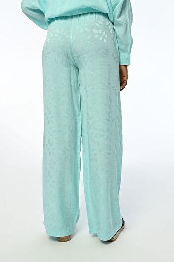 Orfeo Negro Comfortable Women's Trousers - Wide Leg and Elastic Waist, Mint Color