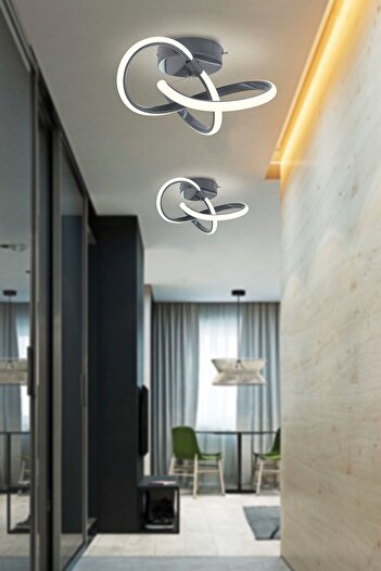 Dekorluna Alen Modern Plafonyer Füme Beyaz Işık Tavana Sıfır (TEK ADET) Salon Mutfak Hol Led Avize