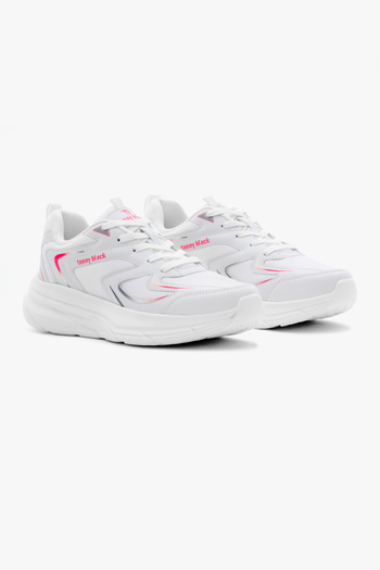 Tonny Black White Fuchsia Unisex Sports Shoes - Breathable, Lace-up, Faylon Sole