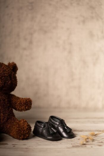 Li Puna Baby Black Royal Series Leather First Step Shoes