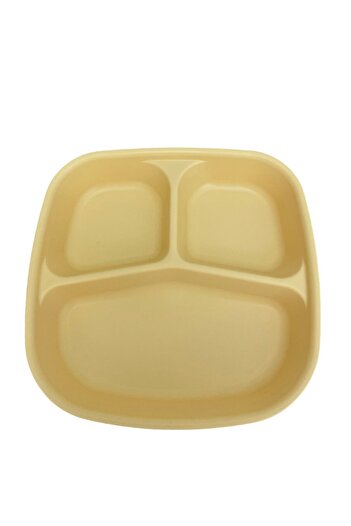 HOLLYHOME Plastic Breakfast Plate - 3 Compartments, 21.5x23x3.5cm, 1 Piece for Picnic Camping Snack Food Serving