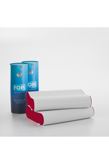 FOM Orthopedic Visco Comfortable 2-Piece Flex Sleeping Pillow Campaign - 60x40x14/11 Red