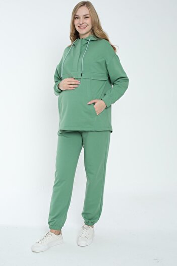 Miss Dünya Lissa Hooded Sweatshirt Suitable for Breastfeeding Maternity and Maternity Tracksuit Set